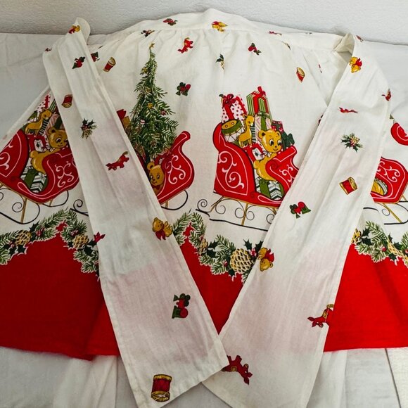 Circa 1970's -80's, whimsical Christmas half apron - Picture 4 of 9